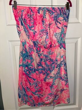 Lilly Pulitzer Light Pascha Aquadesiac Strapless Dress. Size Lg.